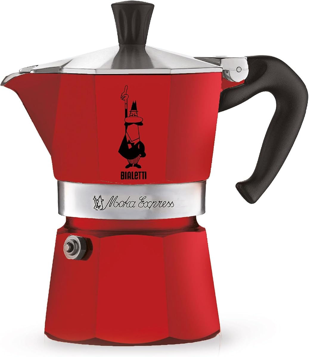 Bialetti Moka Color roja de 1 taza, cafetera italiana de diseño en aluminio (ASIN B072VL4RDT)