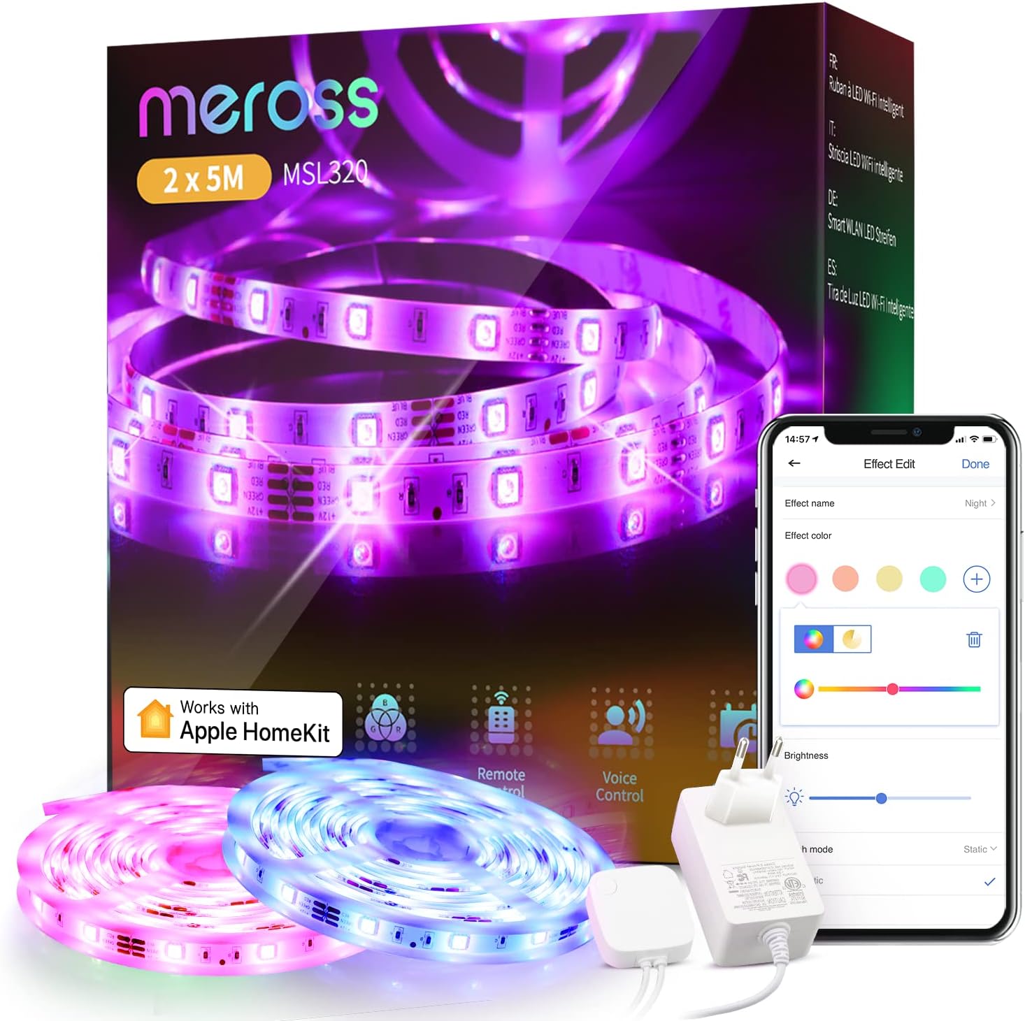 Meross Tira LED RGB 2x5m compatible HomeKit