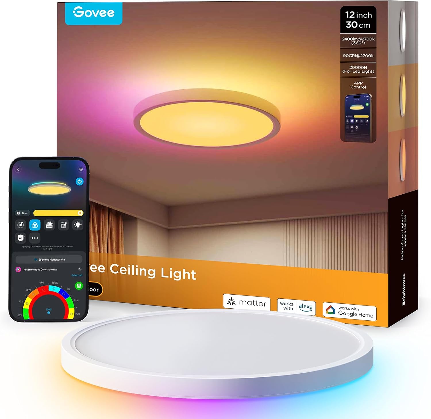 Govee RGBIC LED Plafón 30cm lámpara de techo inteligente