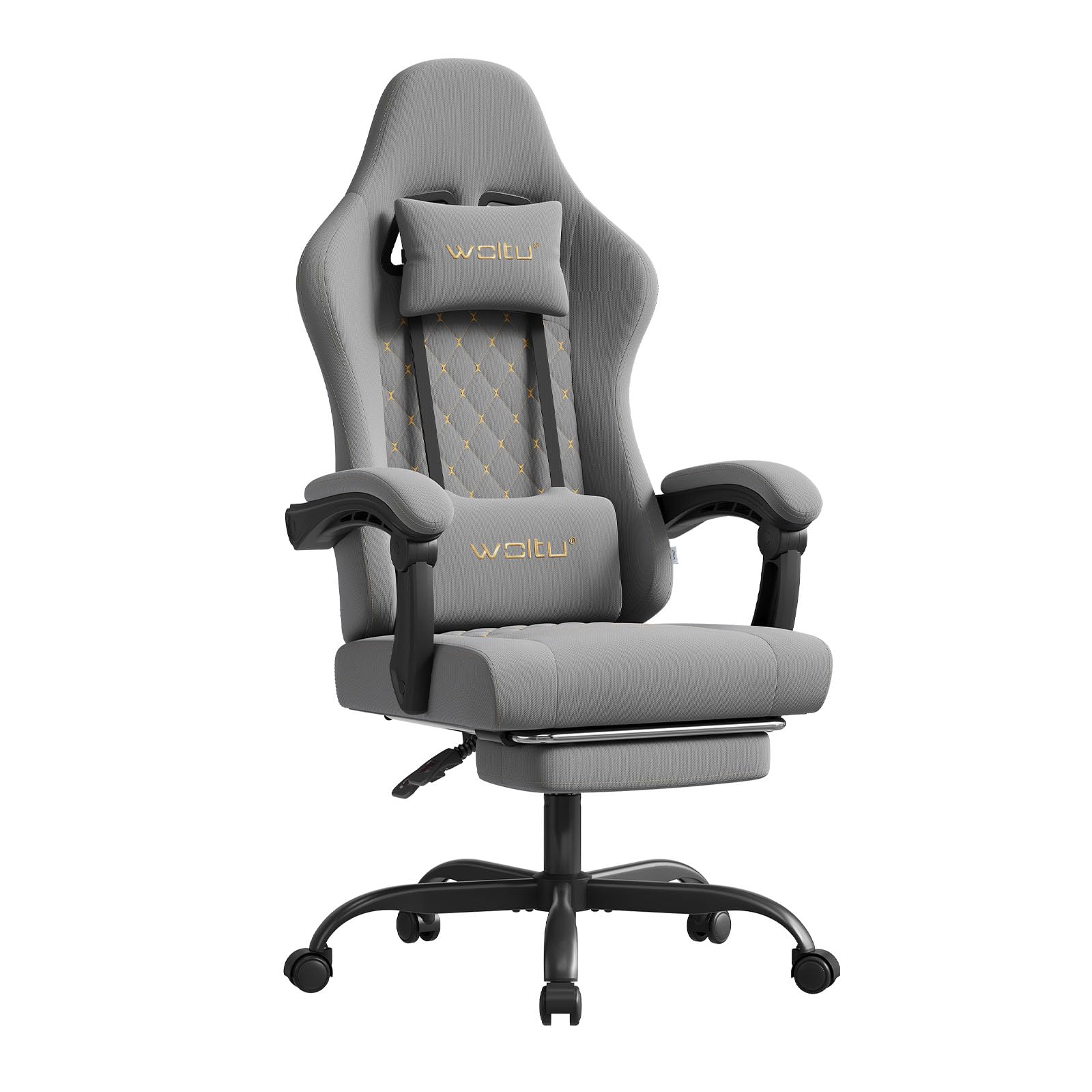 WOLTU silla gaming ergonómica de malla con masaje lumbar y reposapiés extraíble