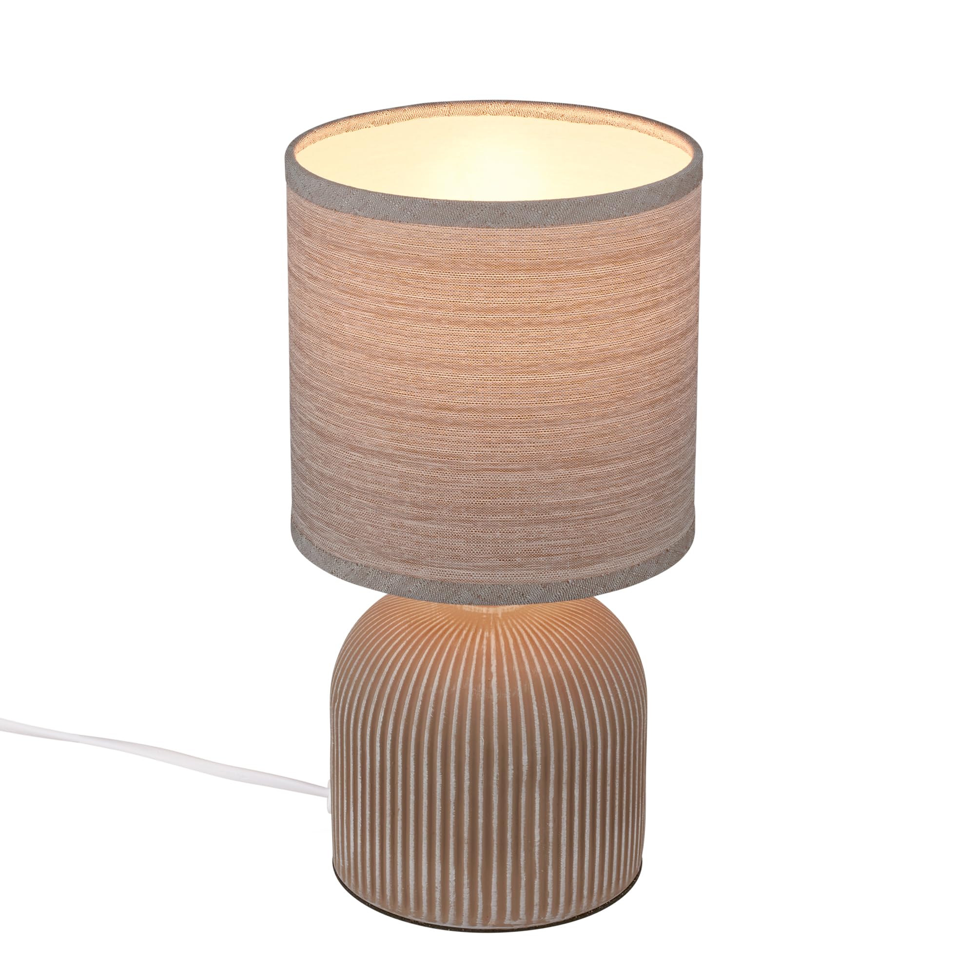 BRILONER Lámpara de mesa con pantalla de tela y base de cerámica